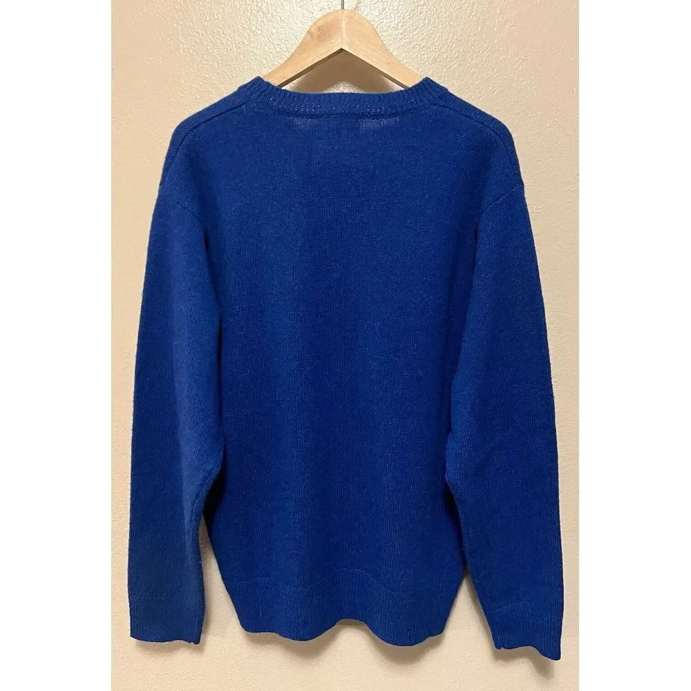 Pendleton Sweater Royal Blue Grandpa 100 Wool Washable Shetland Adult Mens Large